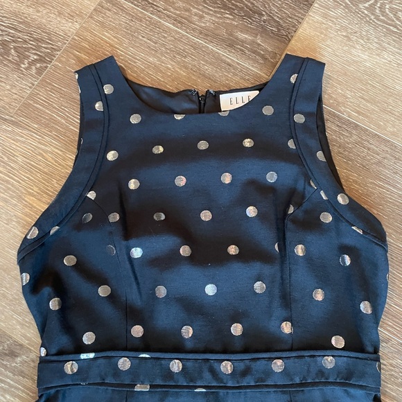 ELLE Size 8 black and silver polka dot dress - Picture 3 of 6